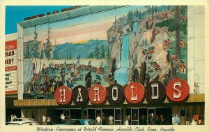 Vintage Reno Nevada Postcard • Harold's Club Casino Historical Pioneer Painting
