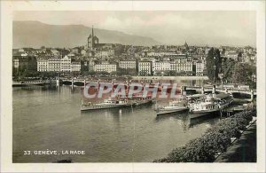 Old Postcard Geneva Rade Boat