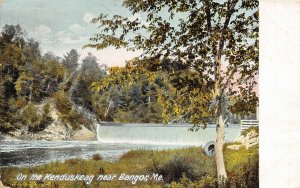 Bangor Maine 1908 Postcard On The Kenduskeag River Waterfall