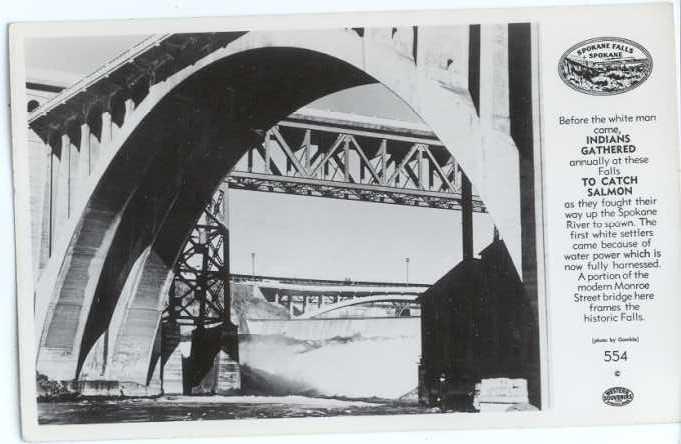 RPPC of Waterfall & Monroe Street Bridge Spokane Washington