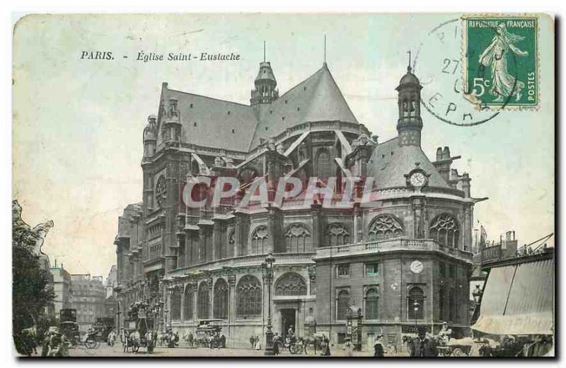 Old Postcard Paris Saint Eustache Church