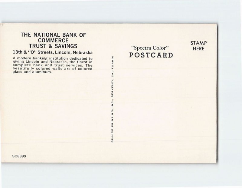 Postcard The National Bank Of Commerce Trust & Savings, Lincoln, Nebraska