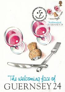 Wine Glass Cutlery The Welcoming Face Of Guernsey Stamp First Day Cover Postcard