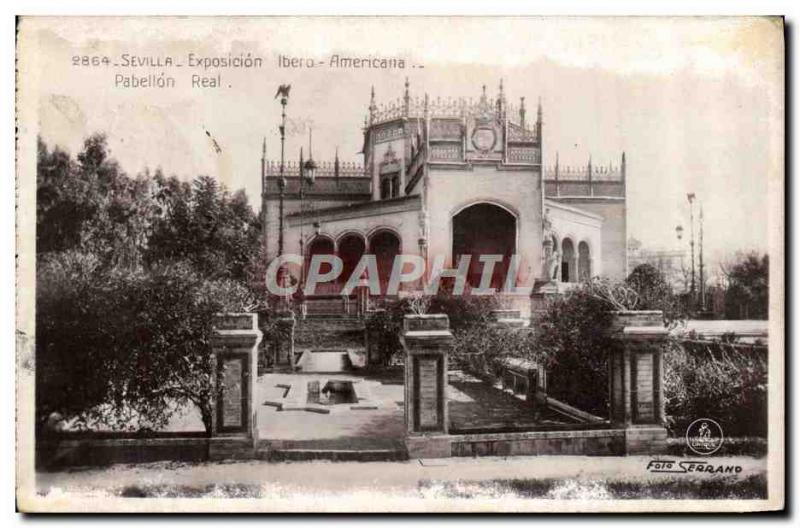Old Postcard Sevilla Exposicion Ibero Americana Pabellon Real