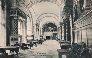 VINTAGE POSTCARD WIESBADEN GERMANY NEW VERANDA AND MUSIC HALL c. 1910-1920