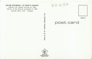 Canada Postcard - Interior of St Mary's Church - Nova Scotia - Ref ZZ6150