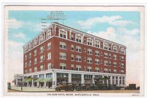 New Maire Hotel Cars Bartlesville Oklahoma '33 postcard