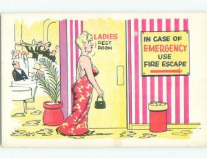 Unused Pre-1980 comic EMERGENCY AT LADIES RESTROOM k3430