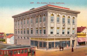 Eureka California Elks Building Street View Antique Postcard K79819