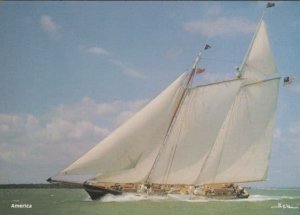 America Gaff Rig Schooner Cowes 1851 Boat Race Winner Replica Boat Ship Postcard