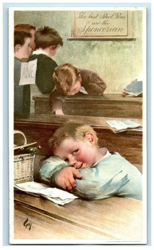 1902 Spencerian Pen Co. Victorian Trade Card Adorable Boys 7T