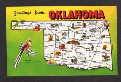 OK Greetings from OKLAHOMA State Map Buffalo Mangum PC