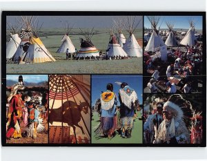 Postcard Native Americans Pow-Wows Held on Reservations North America