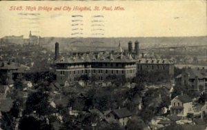 High Bridge and City Hospital - St. Paul, Minnesota MN Postcard