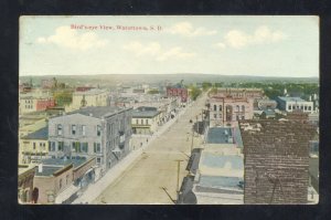 WATERTOWN SOUTH DAKOTA DOWNTOWN MAIN STREET BIRDSEYE VIEW VINTAGE POSTCARD