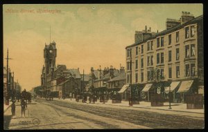 Main Street, Rutherglen, Scotland. UDB Valentines postcard. Horses, boy and hoop