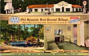 Linen PC Multiple Views of Old Spanish Fort Tourist Village in Mobile, Alabama