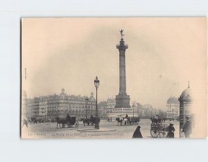 Postcard La Place De La Bastille & La Colonne De Juiliet Paris France