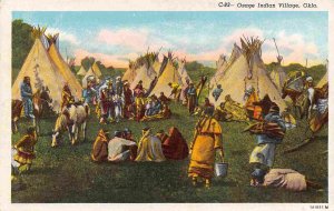 Osage Native American Indian Camp Oklahoma linen postcard