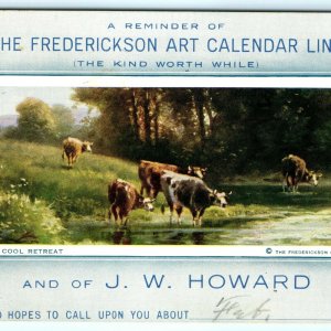 1911 Frederickson Art Calendar Line Advertising Card JW Howard Cool Retreat A10