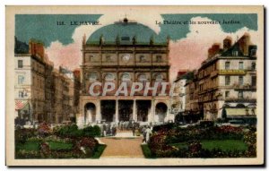 Old Postcard Le Havre The Theater And The New Gardens