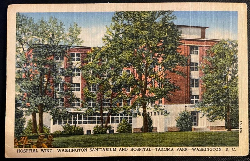 Vintage Postcard 1951 Washington Sanitarium & Hospital, New Wing, Takoma Park MD 