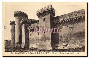 Old Postcard Tarascon Chateau du Roi Rene XIV and XV O towers and ramparts