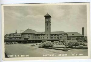 Portland OR Railroad Train Depot RPPC Postcard