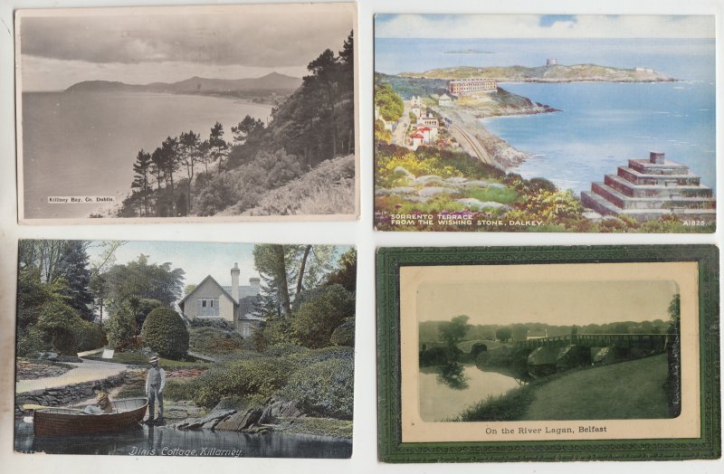 P2941, 4 old postcards irish ireland views collection ,1 postmarked 1953