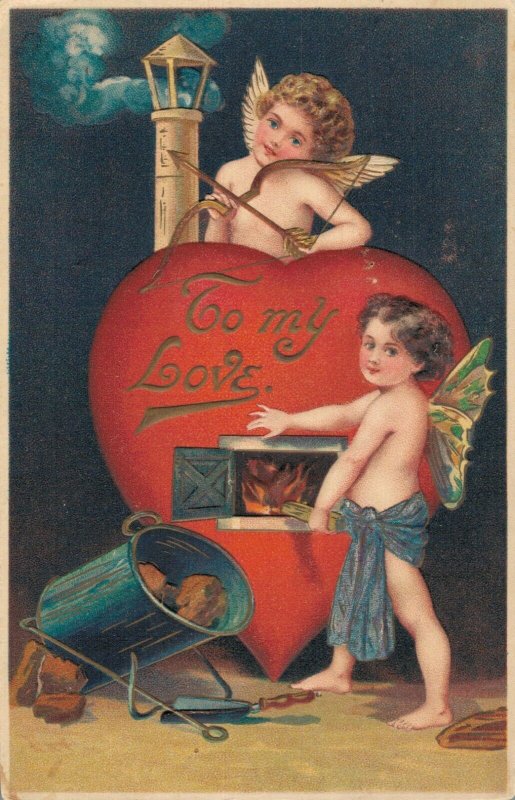 Valentine - To My Love Vintage Embossed Unposted Postcard  03.75