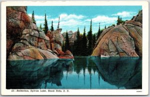 Reflection Sylvan Lake Black Hills South Dakota Rocks Pines Attractions Postcard