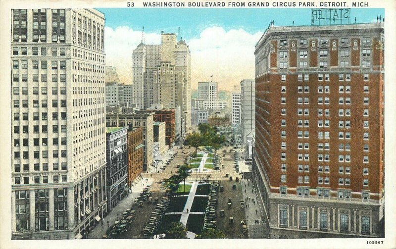 United States Detroit MI Washington Boulevard Grand Circus Park panorama