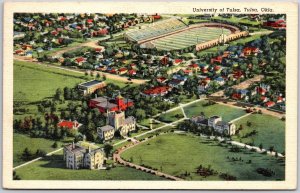 1948 University of Tulsa Oklahoma Panorama Grounds Buildings Posted Postcard