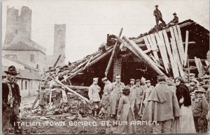 Italian Town Bombed by Hun Airmen Italy Cave's Oriental Cafe Advert Postcard H11