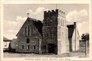 Postcard Ontario Manitoulin Island Mindemoya Anglican Church RARE 1940s K73