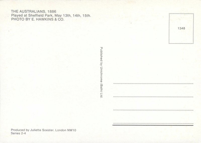 Sport australians 1886 played at sheffield park london Postcard