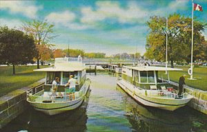 Houseboats Waiting In Lock Rideau Canal System Ontario Canada