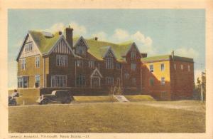 YARMOUTH, Nova Scotia Canada    GENERAL HOSPITAL  Car in Front  c1930's Postcard