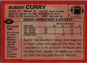 1983 Topps Football Card Buddy Curry Atlanta Falcons