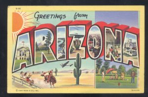 GREETINGS FROM ARIZONA VINTAGE LARGE LETTER LINEN POSTCARD