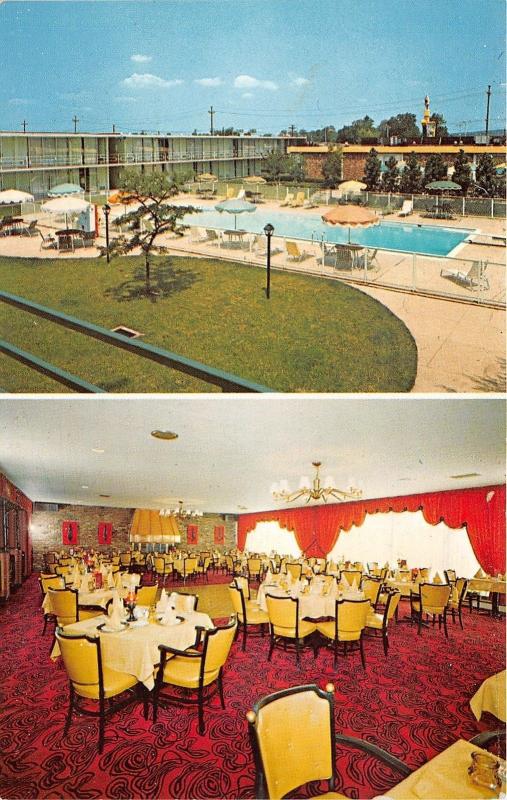 Wayne New Jersey~Holiday Inn 2 Views~Dining Room & Swimming Pool~1950s Postcard