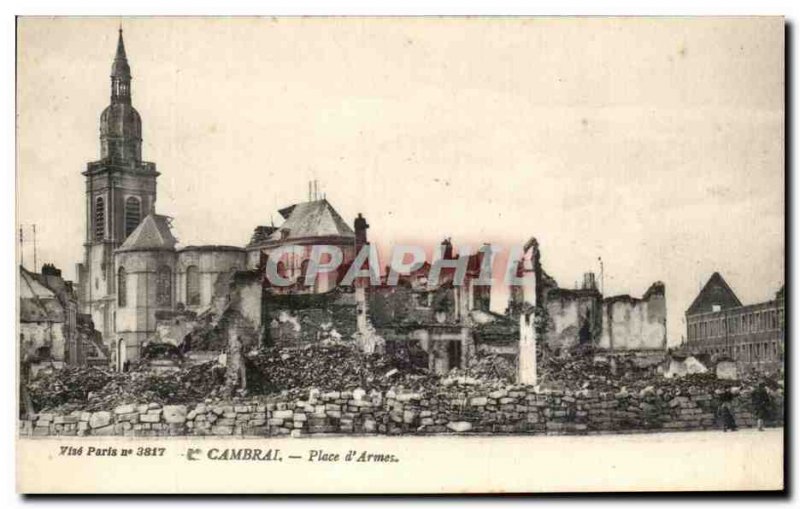 Old Postcard Cambrai Place d & # 39Armes Army