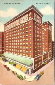 Atlanta, GA Georgia  HENRY GRADY HOTEL  1946 Linen Advertising Postcard