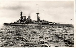 British Royal Navy HMS Repulse  -  RPPC Photo WWI c1910
