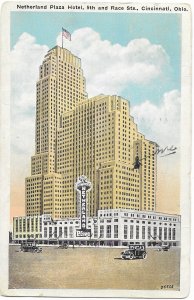 US. Used. Cincinnati, Ohio. Netherland Plaza Hotel. Mailed from Ohio 1934.