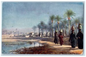 c1910 Water Carriers Bedrachen Near Cairo Egypt Oilette Tuck Art Postcard