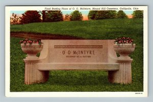 Gallipolis OH, Final Resting Place O O McIntyre, Cemetery, Linen Ohio Postcard