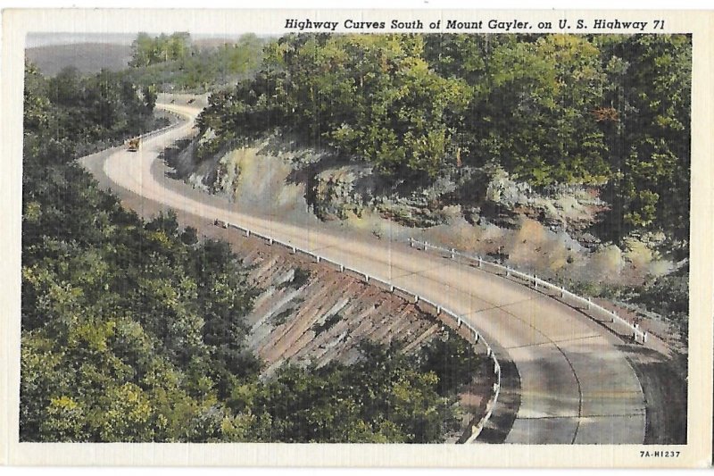 Highway Curves South of Mount Gayler US HWY 71 Arkansas
