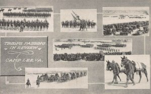 Troops Passing in Review, Camp Lee, Virginia, Early Postcard, Unused