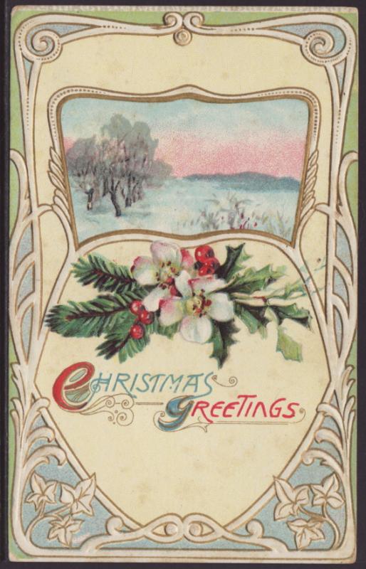 Christmas Greetings,Scene Postcard